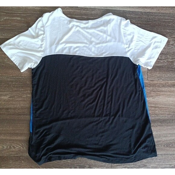 Ellen Tracy Shirt Womens 1X Blue White Black Color Block Tee Shirt Short Sleeve - Picture 2 of 4